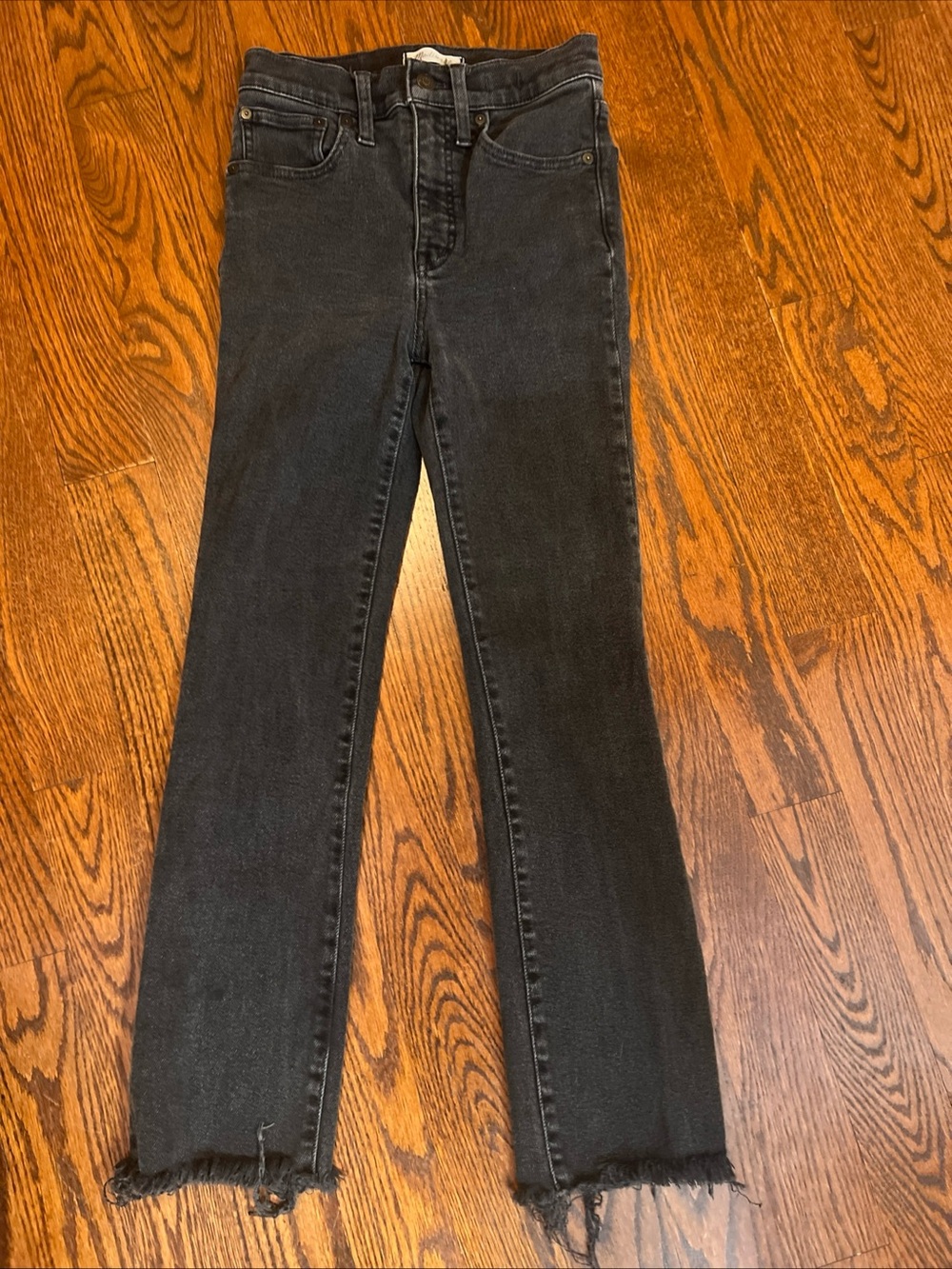 Madewell Cali-Demi Boot Cut Jeans Black Sz 24 Raw Hem